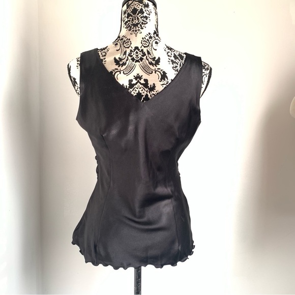 Bisou Bisou Black Satin Top - Picture 3 of 5